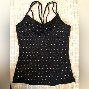 Black/Crystal Criss-Cross Camisole with shelf-bra